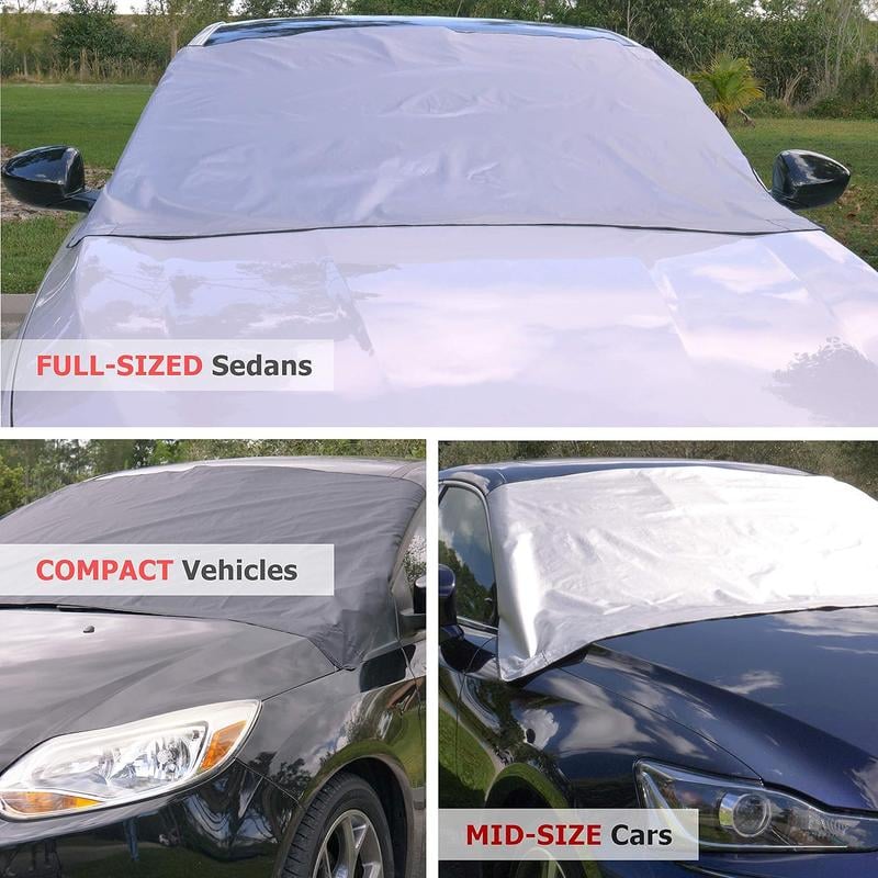 Windshield Protector – All-Season Cover for Automobiles – All-Weather Sunshade, Snow, Ice Car Cover & Reversible with Anti-Theft Panels