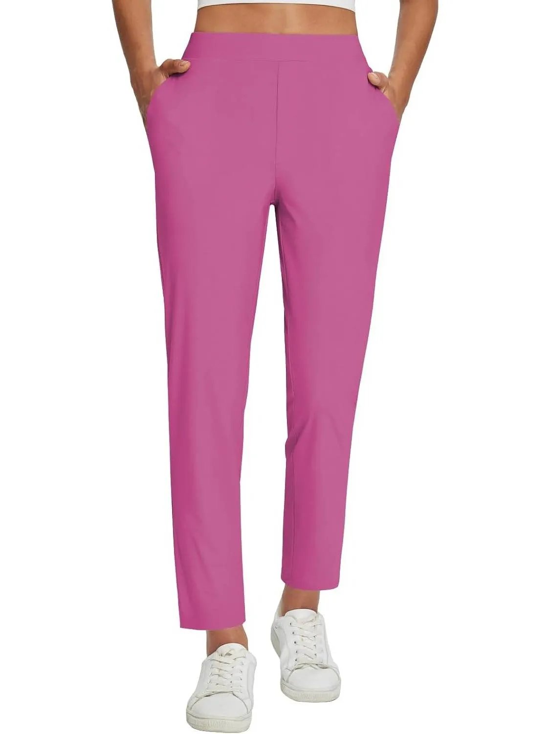 Womens Travel Lightweight Anklle Pants With Zipper Pockets Summer UPF50