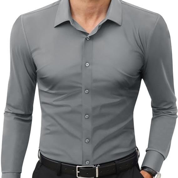 🔥Stretch Slim Fit Long Sleeve Button Down Shirts