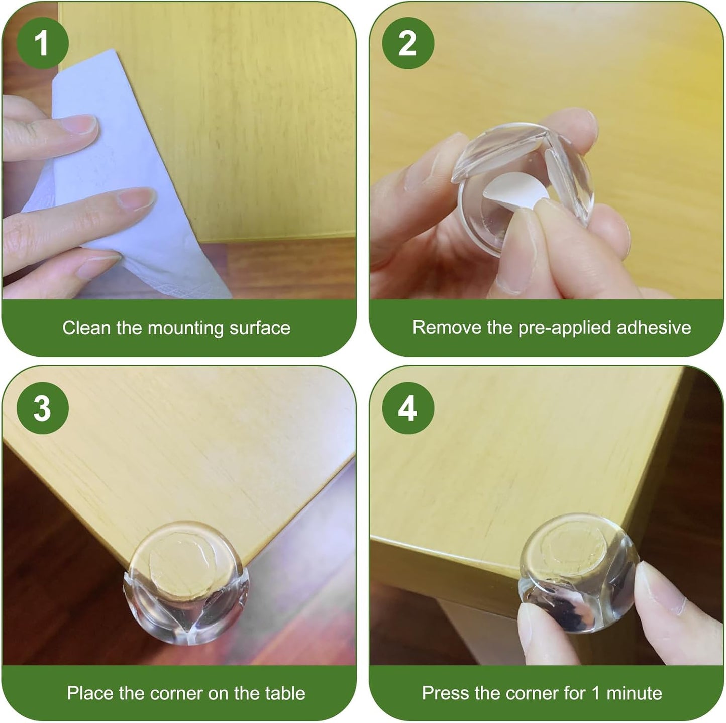 Round transparent corner pads, transparent protective covers for sharp furniture edges and corners