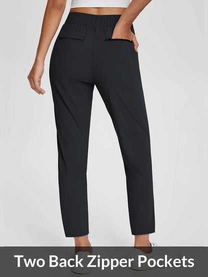 Womens Travel Lightweight Anklle Pants With Zipper Pockets Summer UPF50