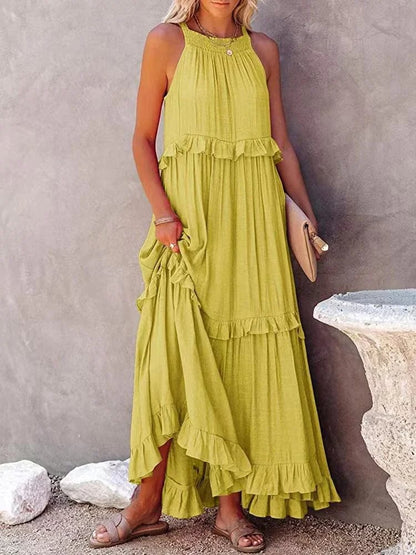 Holiday Style Ruffled Long Dress