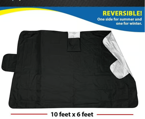 Windshield Protector – All-Season Cover for Automobiles – All-Weather Sunshade, Snow, Ice Car Cover & Reversible with Anti-Theft Panels