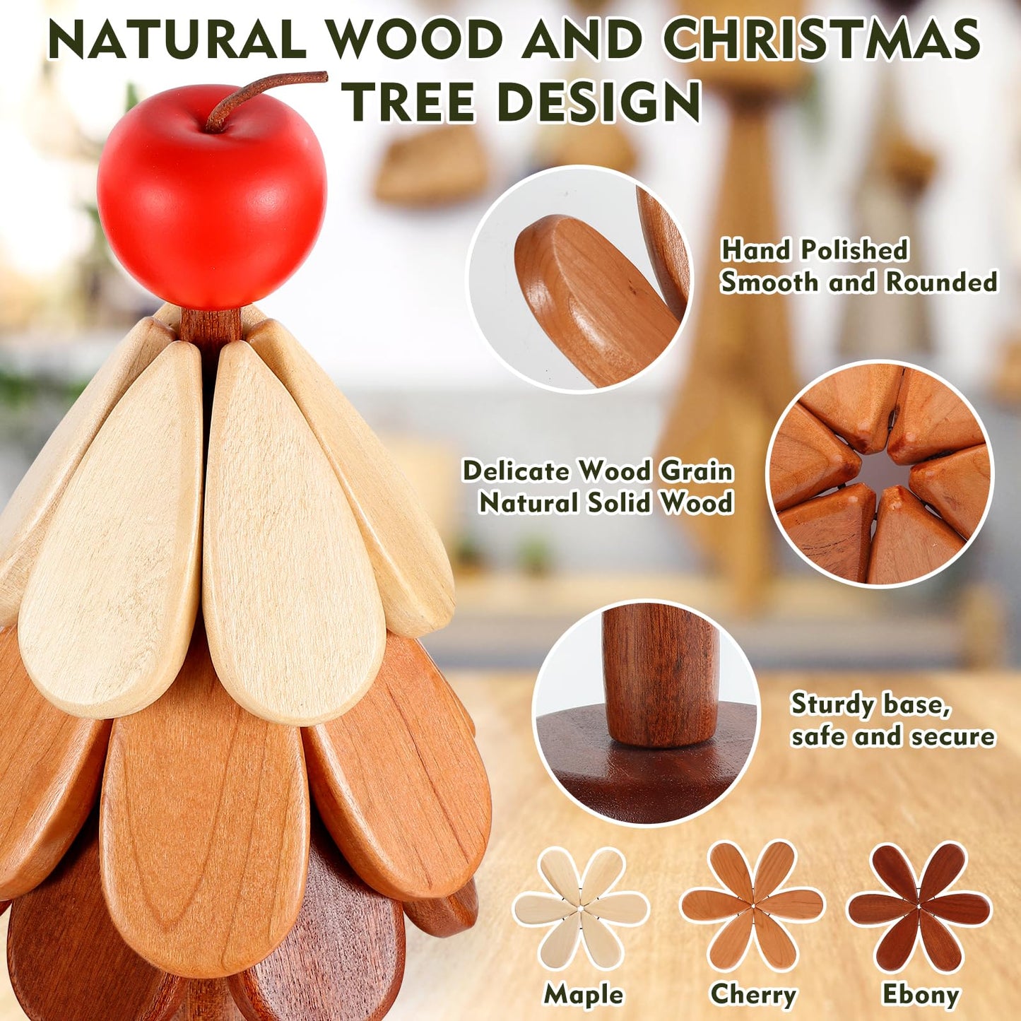 🤚🎁Natural Wooden Tree Trivets for Hot Dishes
