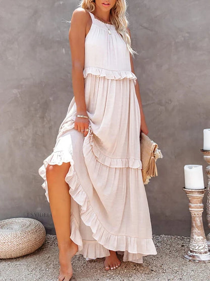 Holiday Style Ruffled Long Dress