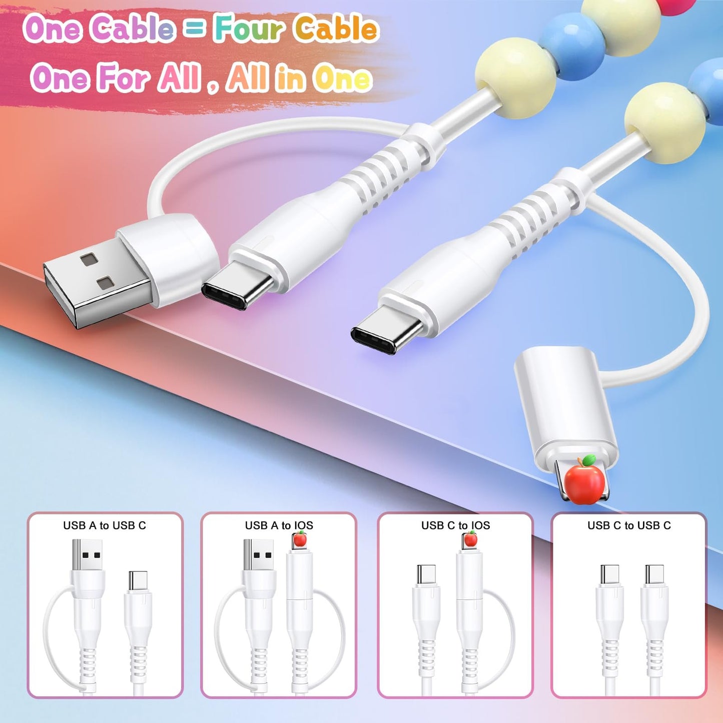 🔥4-in-1 Beaded Charging Cord&fast charging cable 60W